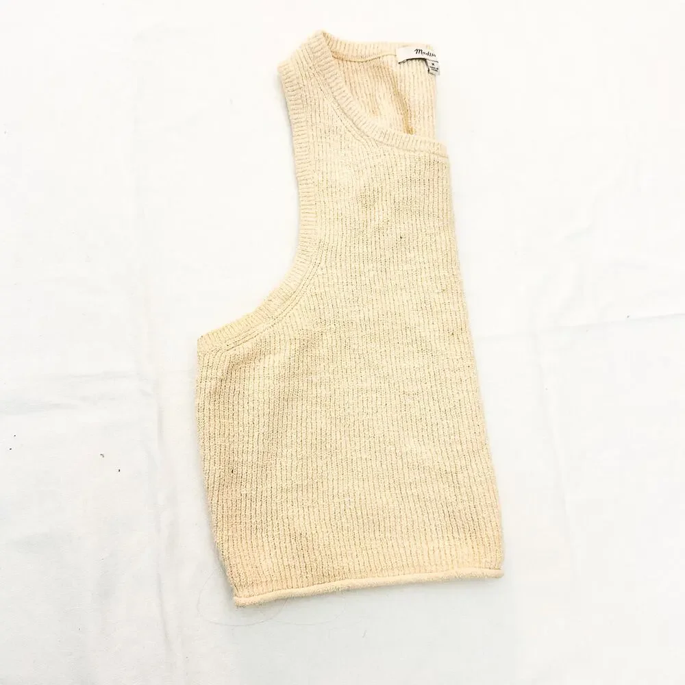 Madewell Knit Sleeveless Crop Top Cream Size Medium - Picture 6 of 6